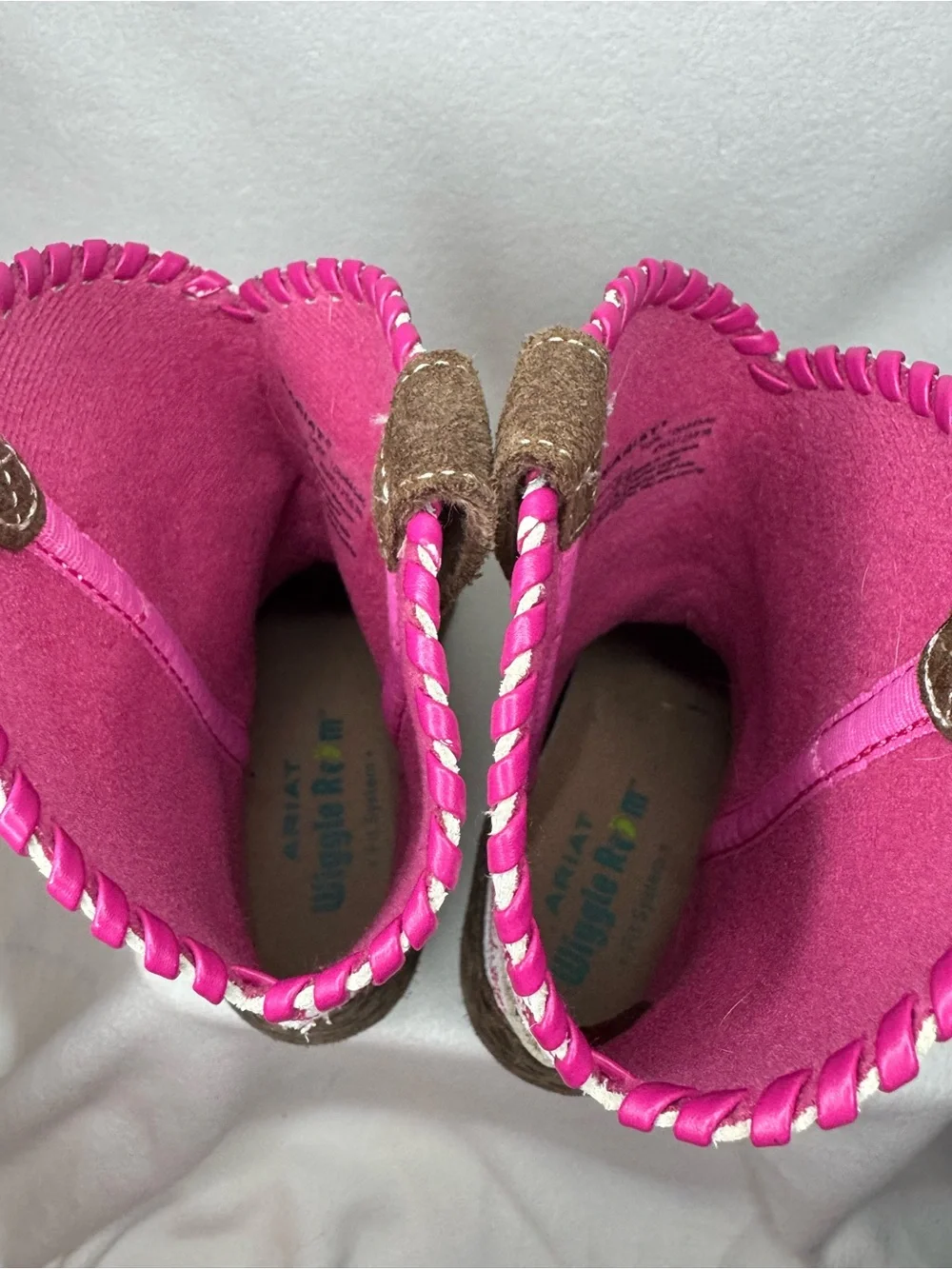 Ariat Girls Cowboy Boots Size 2 Brown Pink White Glitter Star Leopard Western